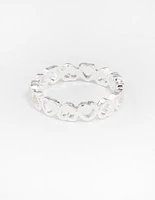 Silver Alternating Heart Ring