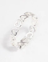 Silver Alternating Heart Ring