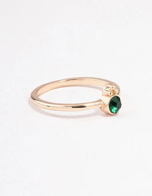 Green Round Beaded Ring