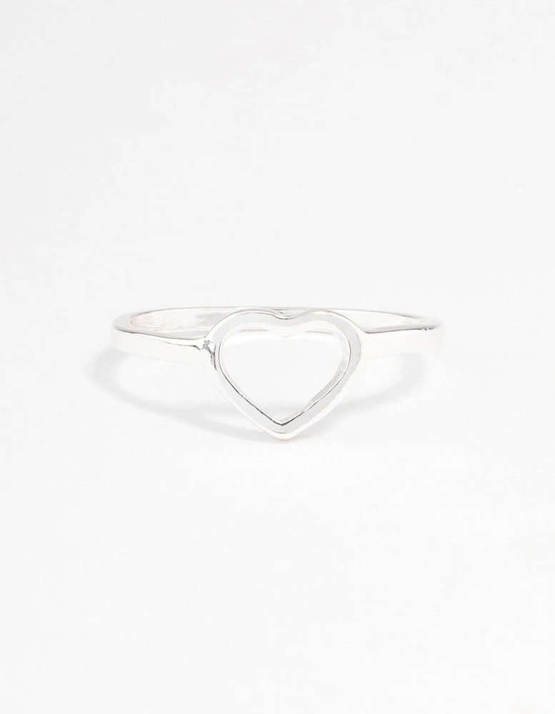 Silver Open Heart Ring