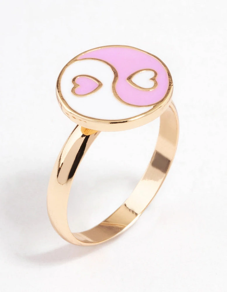 Pink Yin & Yang Heart Ring