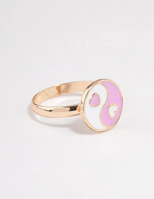Pink Yin & Yang Heart Ring