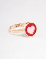 Gold Circled Heart Ring