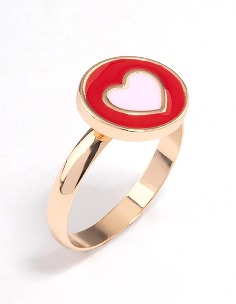 Gold Circled Heart Ring