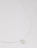 Sterling Silver Pave Cubic Zirconia Heart Necklace