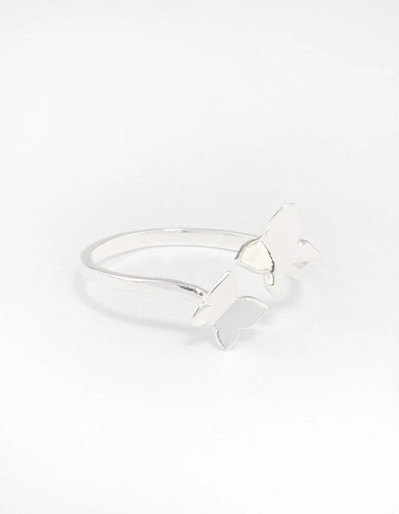 Sterling Silver Double Butterfly Ring