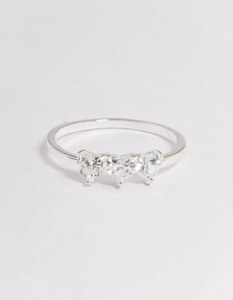 Sterling Silver Trio Heart Ring