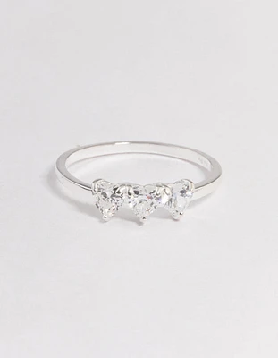 Sterling Silver Trio Heart Ring