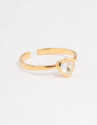 Gold Plated Sterling Silver Heart Cubic Zirconia Ring