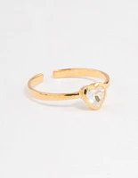 Gold Plated Sterling Silver Heart Cubic Zirconia Ring