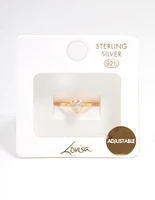 Gold Plated Sterling Silver Heart Cubic Zirconia Ring