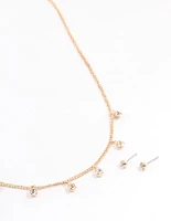 Gold Diamante Droplet Jewellery Set