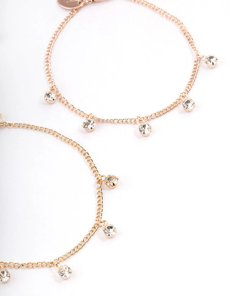 Mixed Metal Diamante Droplet Bracelet Pack