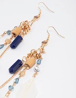 Gold Feather Chain Drop Earrings