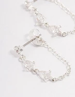 Silver Plated Cubic Zirconia Star Chain Drop Earrings