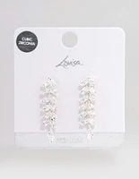 Silver Plated Marquise Cubic Zirconia Vine Drop Earrings