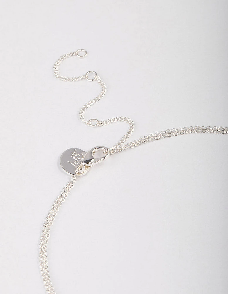 Silver Plated Dainty Cubic Zirconia Double Layer Necklace