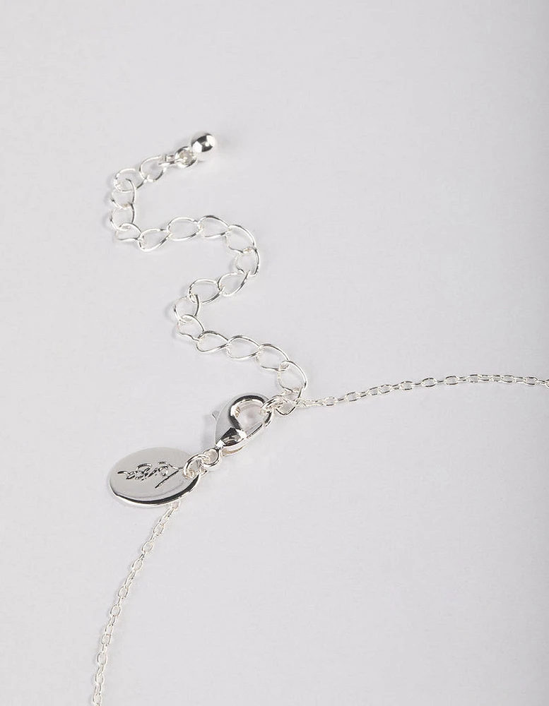 Silver Plated Cubic Zirconia Dainty Chain Drop Necklace