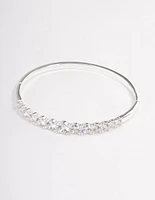 Silver Plated Gradual Cubic Zirconia Cuff Bangle