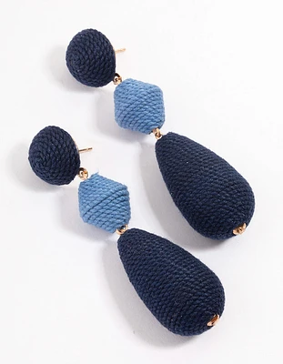 Gold Thread Wrapped Drop Earrings