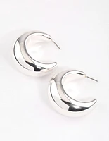 Silver Thick Puffy Hoop Earrings