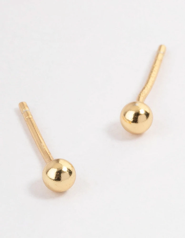 Sterling Silver Ball Stud Earrings - 3mm