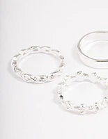 Silver Plain & Twisted Ring Pack