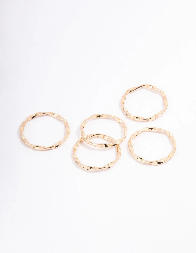 Gold Classic Twisted Ring 5-Pack