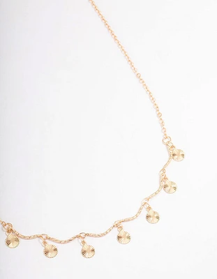 Gold Multi Wiggle Disc Necklace