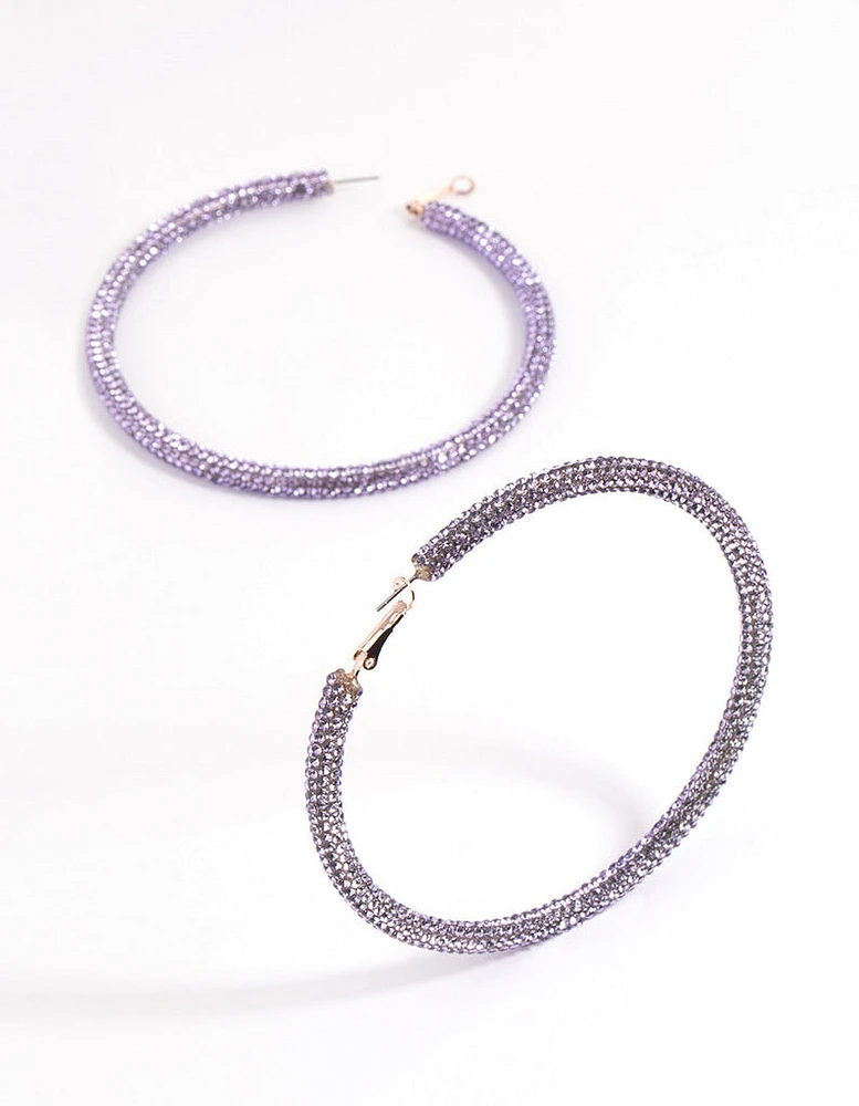 Rose Gold Pave Hoop Earrings