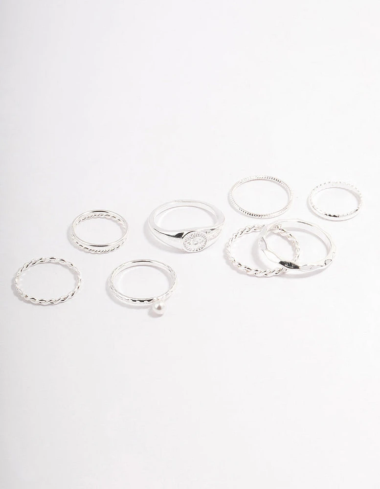 Silver Evil Eye Signet Ring Pack