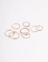 Rose Gold Infinity & Heart Ring 8-Pack