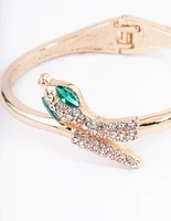 Gold Diamante Snake Hinge Cuff Necklace