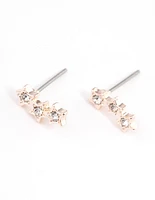 Rose Gold Star Crawler Stud Earrings