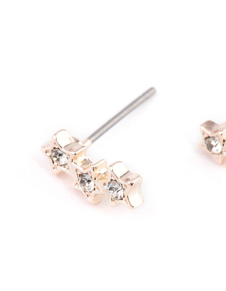 Rose Gold Star Crawler Stud Earrings