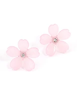 Pink Large Flower Diamante Stud Earrings