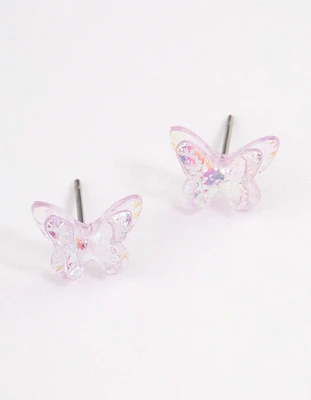 Acrylic Lilac Candy Butterfly Stud Earrings