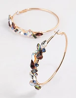 Gold Cluster Diamante Hoop Earrings