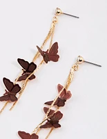 Gold Multi Butterfly Drop Earrings