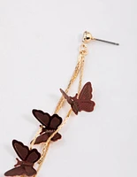 Gold Multi Butterfly Drop Earrings