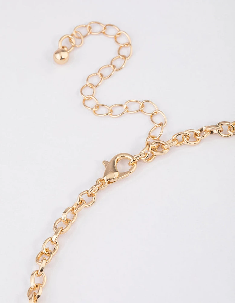 Gold Small Jewel Y-Neck Pendant Necklace