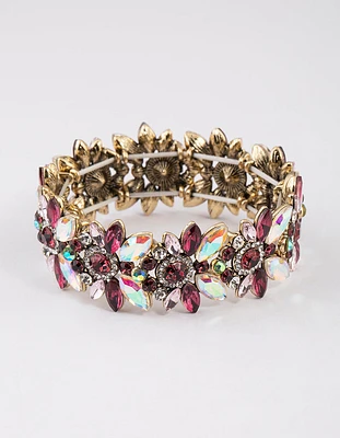 Antique Gold Multi Diamante Bracelet