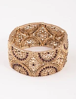 Antique Gold Filigree Diamante Mixed Stretch Bracelet