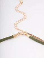 Gold Double Row Organic Pendant Necklace