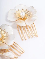 Gold Pearl Flower Comb Pack