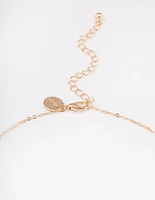 Gold Rose Quartz Moon & Mushroom Pendant Necklace