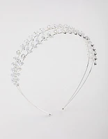 Silver Double Leaf Row Headband