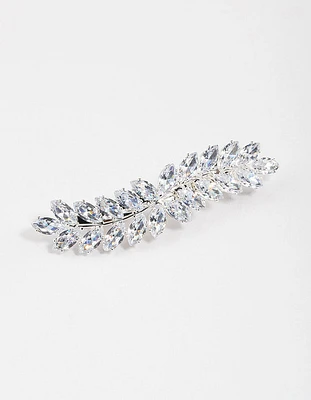 Silver Cubic Zirconia Leaf Hair Clip