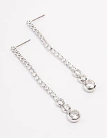 Rhodium Cupchain Triple Stone Drop Earrings