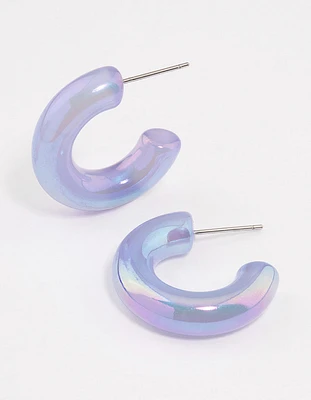 Purple Thick Hoop Earrings